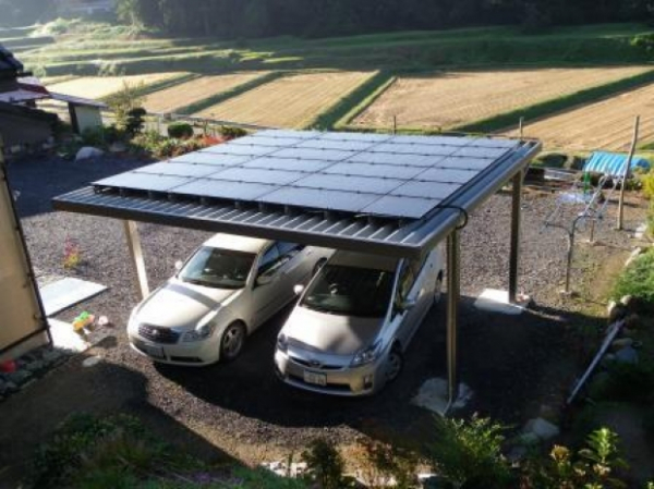 カーポート太陽光設置工事　一関市　一般住宅